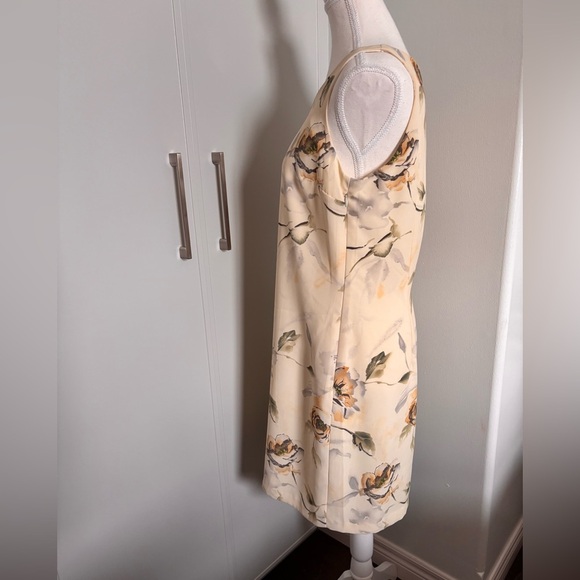 Joseph Ribkoff Cream Tan Sheath Dress Scoop Neck Midi - Picture 5 of 7